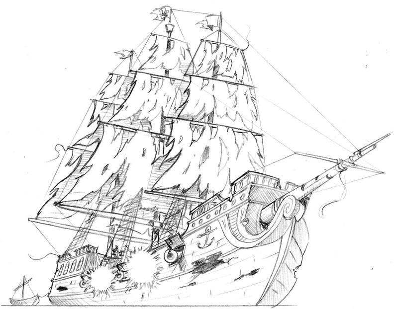 Cool Pirate Drawing Ghost Ship - Sarah Sidney Blogs
