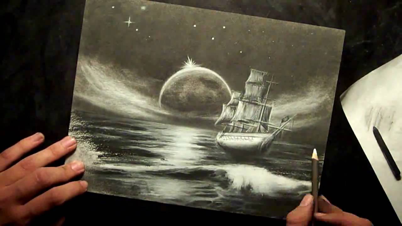 1280x720 Charcoal Ghost Ship Speed Drawing - Ghost Ship Drawing