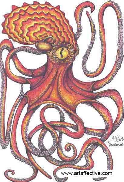 409x600 giant pacific octopus - Giant Octopus Drawing