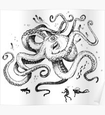 210x230 giant octopus drawing posters redbubble - Giant Octopus Drawing