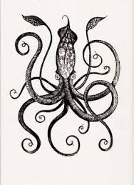 188x259 colossal squid drawing ink - Giant Squid Drawing
