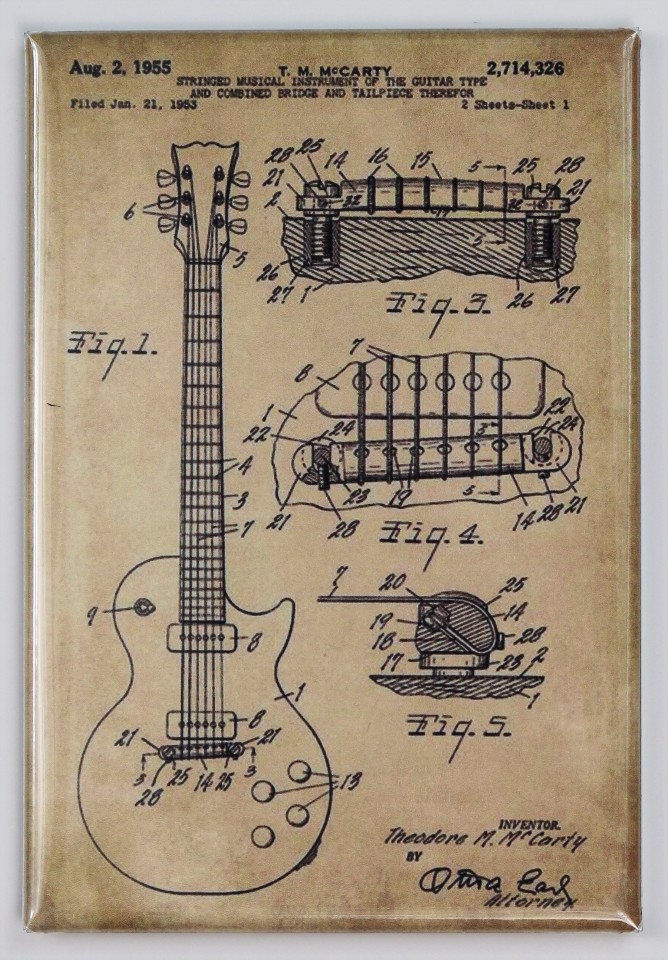 668x960 gibson les paul guitar patent drawing fridge magnet drawing blue - Gibson Les Paul Drawing