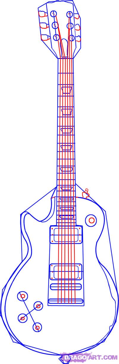 400x1216 how to draw a les paul, step - Gibson Les Paul Drawing