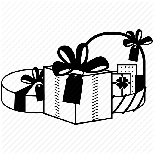 512x512 Gift Basket Clipart Black And White - Gift Basket Drawing