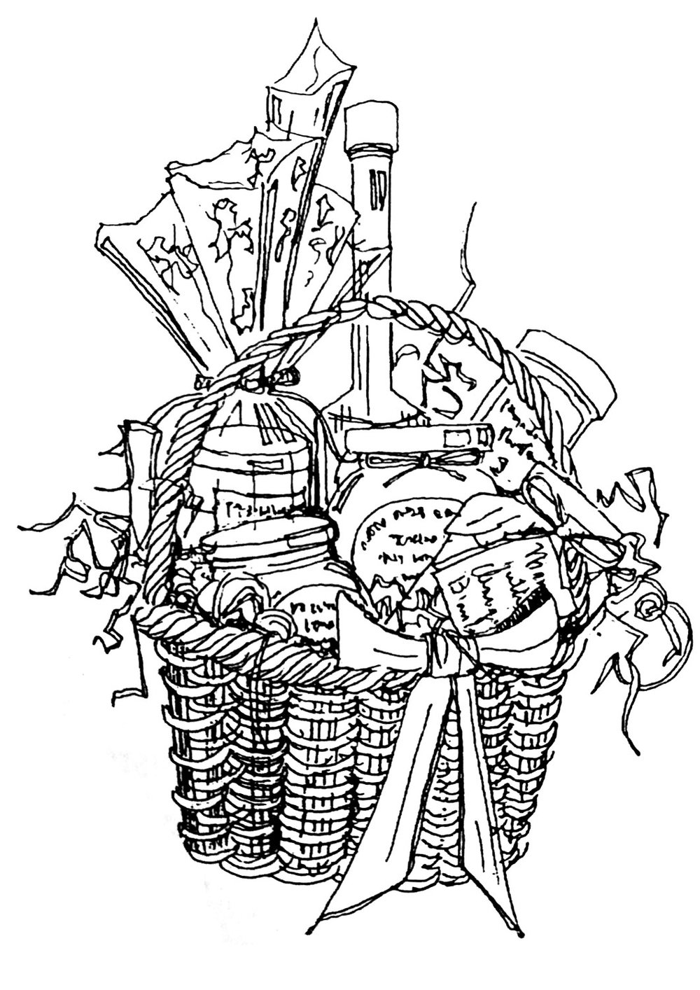 1000x1414 gift basket carol hall's hot pepper jelly company - Gift Basket Drawing