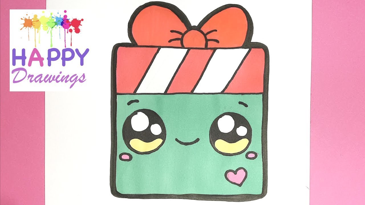 1280x720 how to draw a cute christmas gift box - Gift Box Drawing