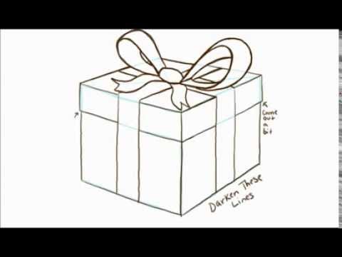 480x360 how to draw a gift or present with a bow - Gift Box Drawing