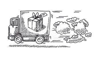 333x200 quick delivery truck gift box drawing stock vectors - Gift Box Drawing
