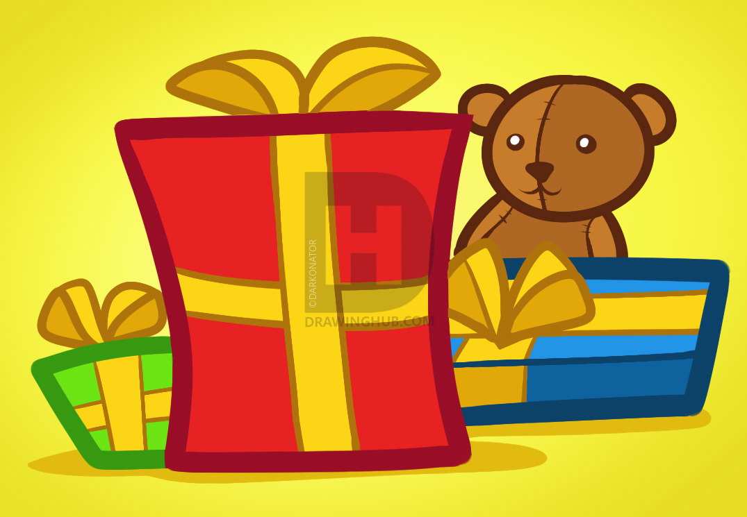 1075x745 How To Draw Christmas Gifts, Christmas Gifts, Step - Gifts Drawing