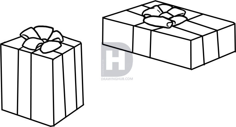 764x412 How To Draw Presents, Step - Gifts Drawing