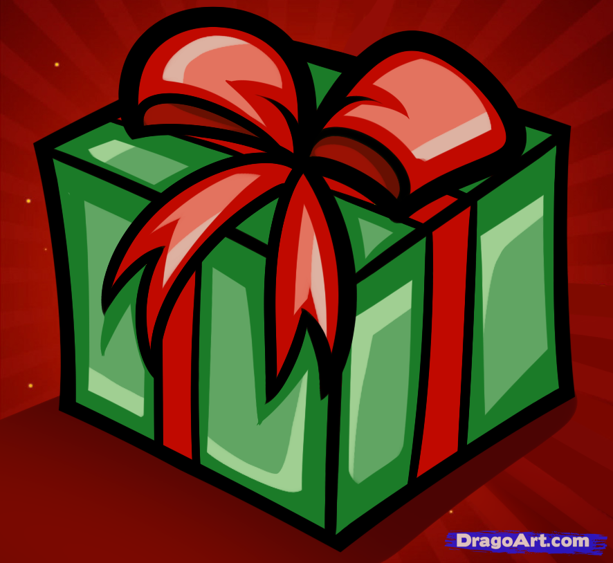 886x814 How To Draw A Christmas Gift, Step - Gifts Drawing