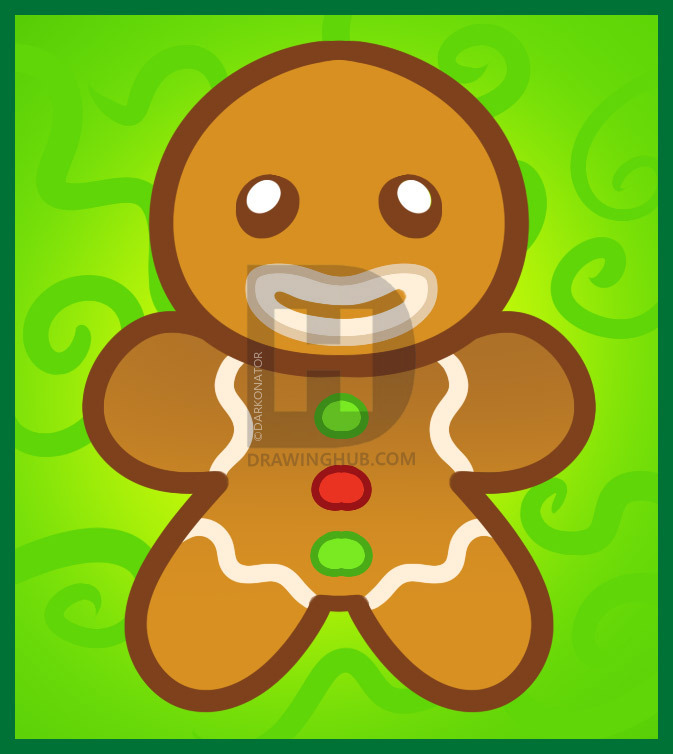 673x754 how to draw a gingerbread man for kids, step - Ginger Bread Man Drawing