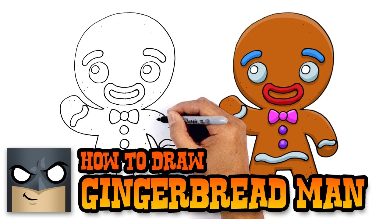 1280x720 how to draw gingerbread man christmas drawing lesson - Ginger Bread Man Drawing