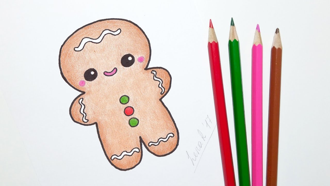 1280x720 how to draw a cute gingerbread man - Ginger Bread Man Drawing