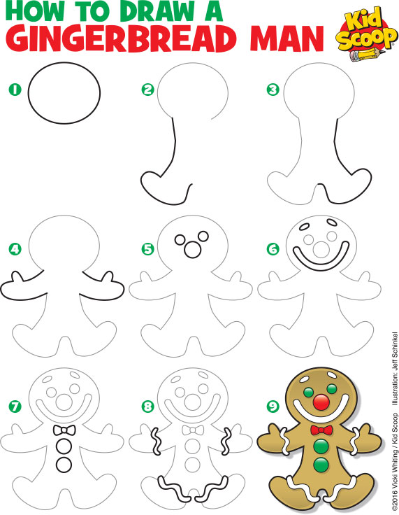 571x736 how to draw a gingerbread man kid scoop - Ginger Bread Man Drawing