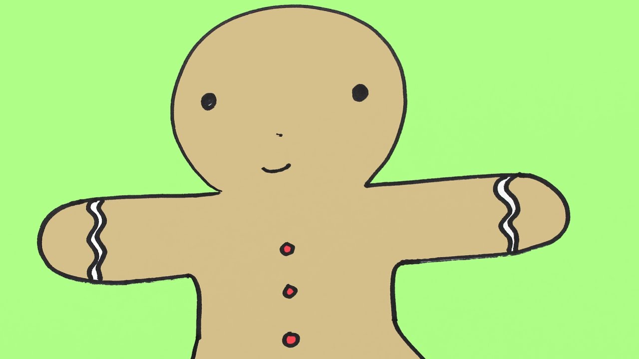1280x720 how to draw a gingerbread man cookie for christmas easy drawing - Ginger Bread Man Drawing