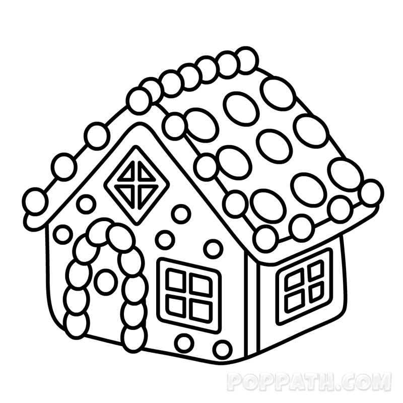 800x800 how to draw a gingerbread house pop path - Gingerbread Drawing