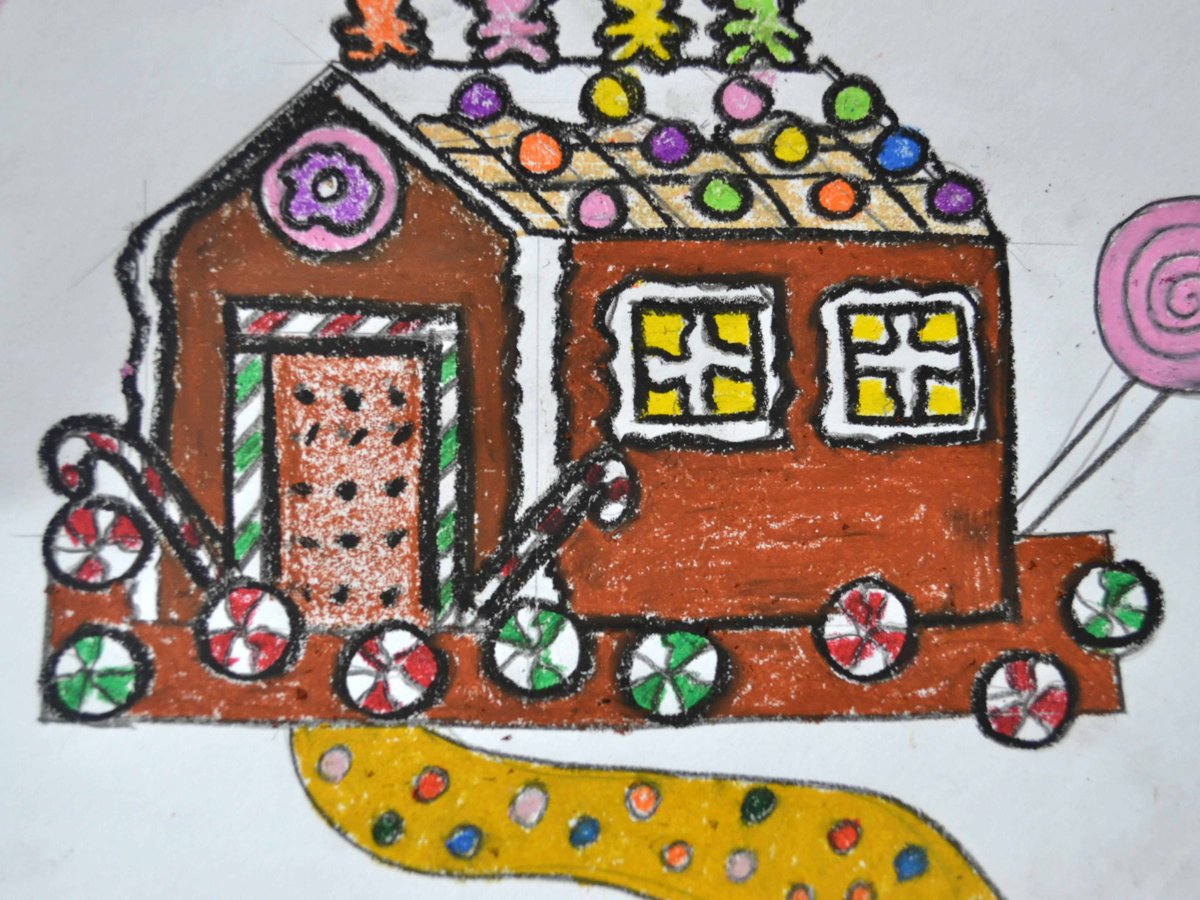 4096x3072 how to draw a gingerbread house - Gingerbread Drawing