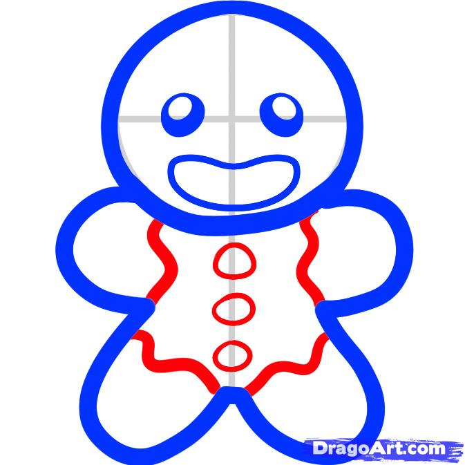 673x673 how to draw a gingerbread man for kids, step - Gingerbread Drawing