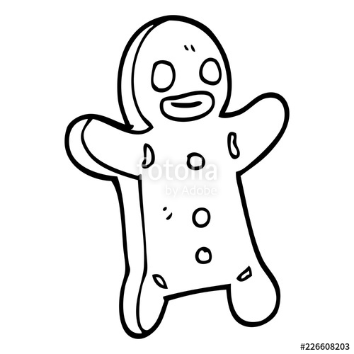 500x500 line drawing cartoon gingerbread man stock image and royalty free - Gingerbread Drawing