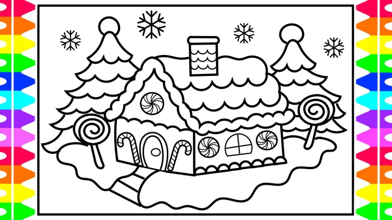1280x720 christmas coloring! how to draw and color a gingerbread house - Gingerbread House Drawing