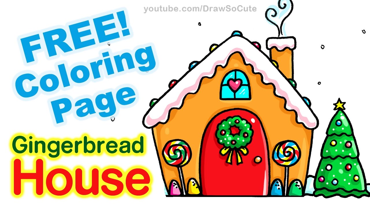 1280x720 how to draw a gingerbread house step - Gingerbread House Drawing