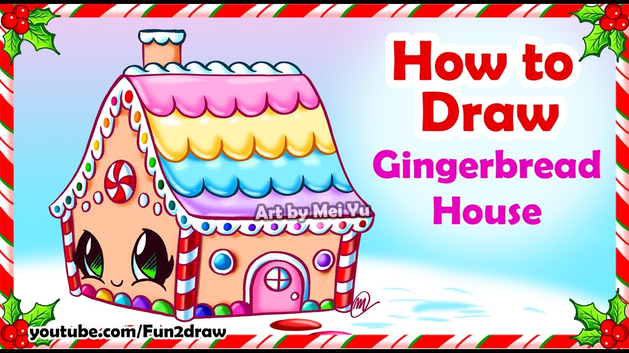 1280x720 how to draw a pretty gingerbread house - Gingerbread House Drawing