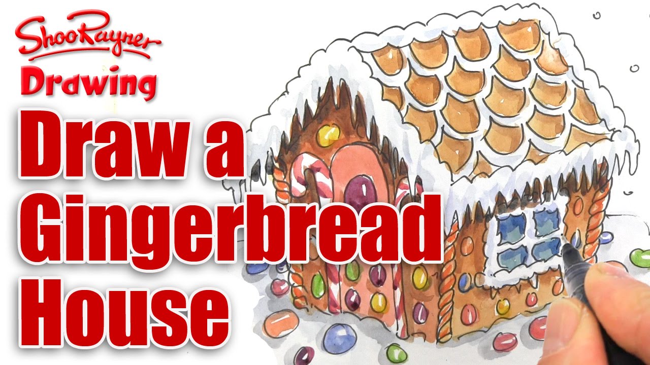 1280x720 how to draw a gingerbread house for christmas - Gingerbread House Drawing