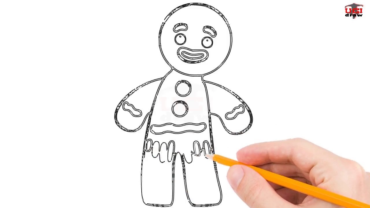 1280x720 how to draw a gingerbread man easy step - Gingerbread Man Drawing