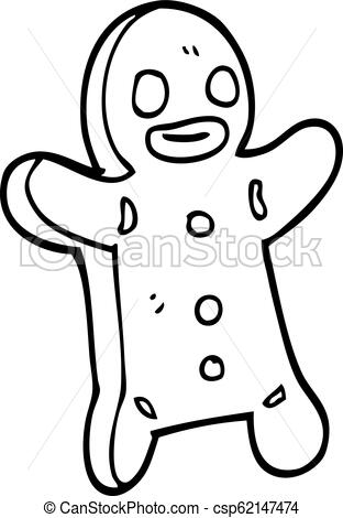 312x470 line drawing cartoon gingerbread man - Gingerbread Man Drawing
