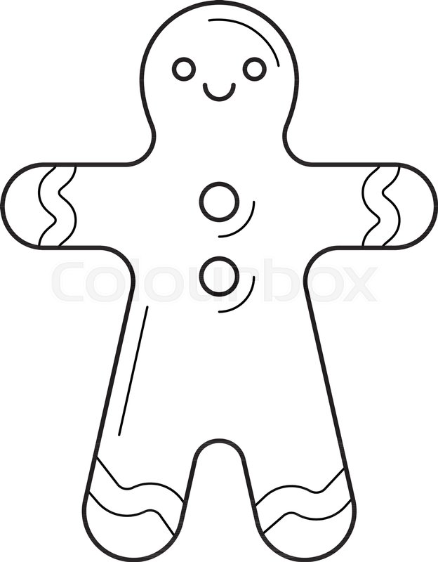 624x800 Gingerbread Man Vector Line Icon Stock Vector Colourbox - Gingerbread Man Line Drawing