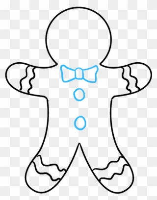 320x408 How To Draw Gingerbread Man - Gingerbread Man Line Drawing