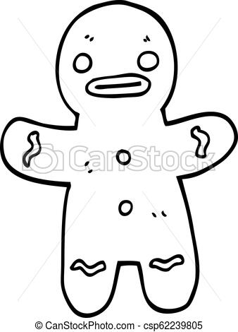 338x470 Line Drawing Cartoon Gingerbread Man - Gingerbread Man Line Drawing