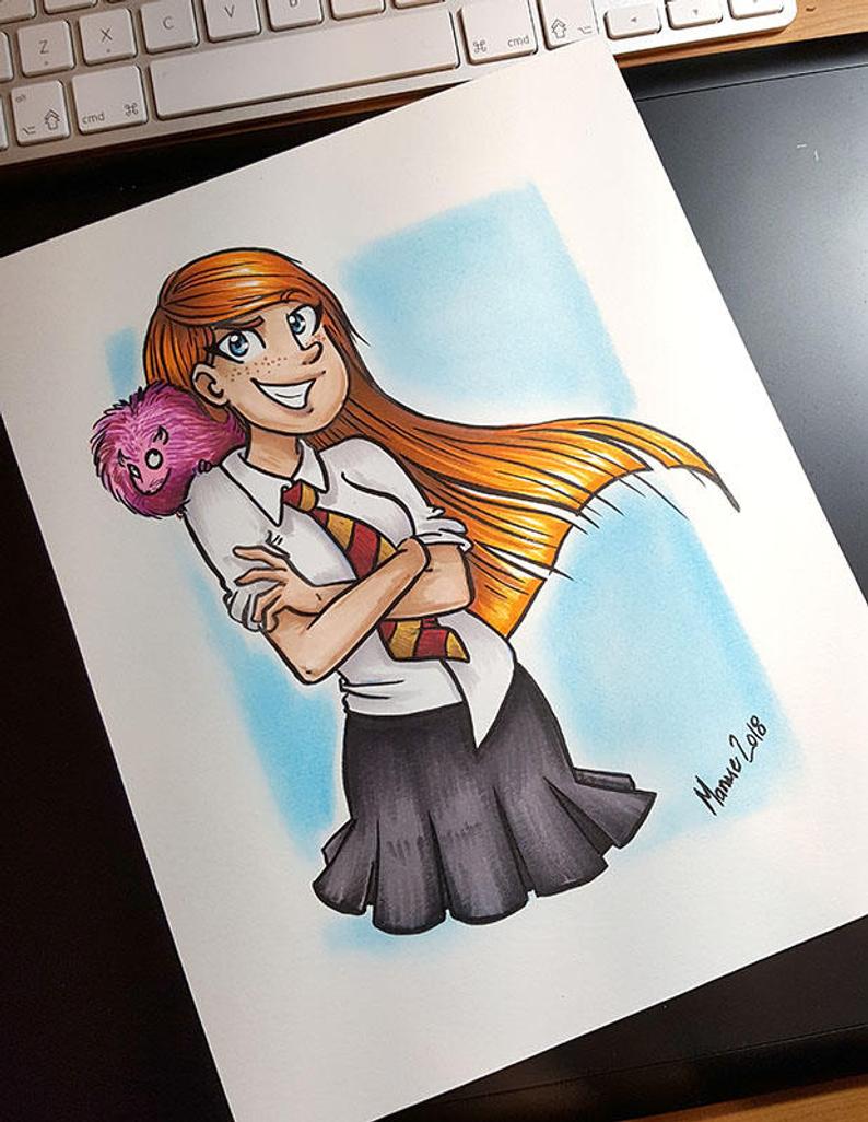 794x1026 ginny weasley illustration original drawing arnold pygmy etsy - Ginny Weasley Drawing