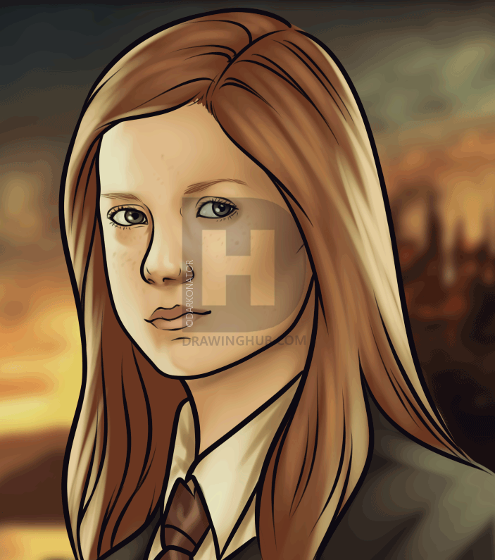703x795 how to draw ginny weasley, step - Ginny Weasley Drawing