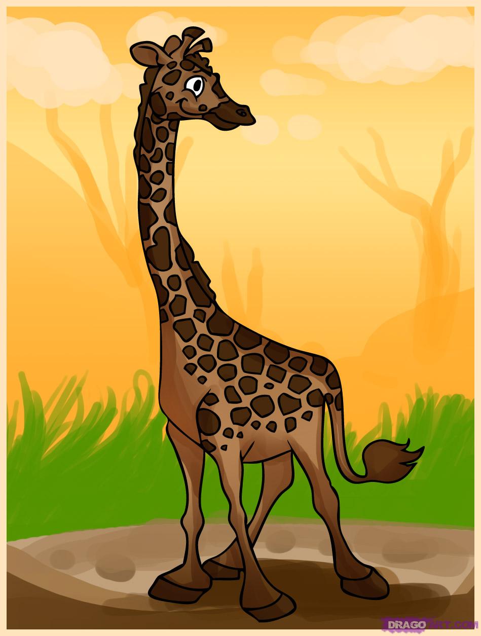 949x1255 How To Draw A Cartoon Giraffe, Step - Giraffe Cartoon Drawing