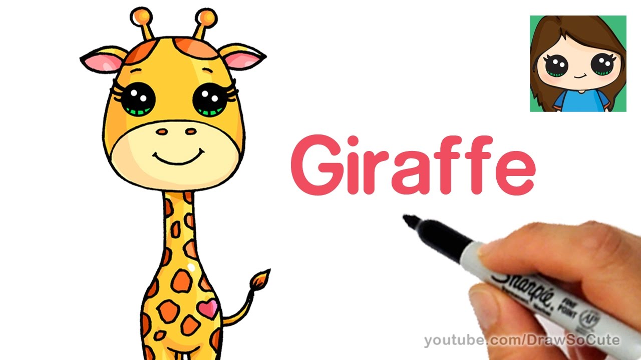 1280x720 How To Draw A Cartoon Giraffe Easy - Giraffe Cartoon Drawing