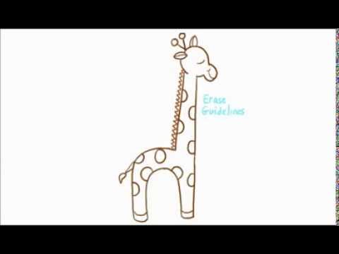 480x360 How To Draw A Cartoon Giraffe Using Simple Shapes - Giraffe Cartoon Drawing