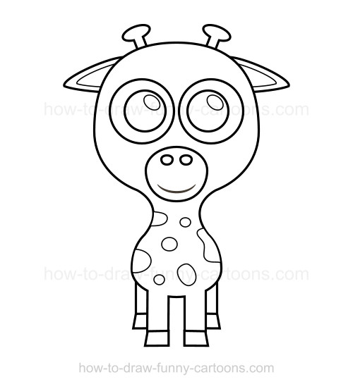 500x552 How To Draw A Giraffe - Giraffe Cartoon Drawing