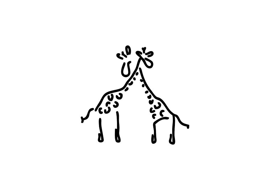900x636 Giraffe Love Drawing - Giraffe Drawing