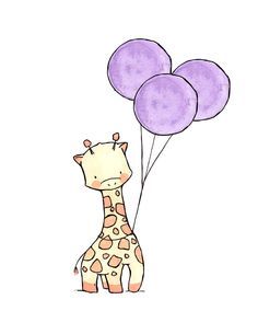 236x305 Cartoon Giraffe With Ballo - Giraffe Drawing Cute