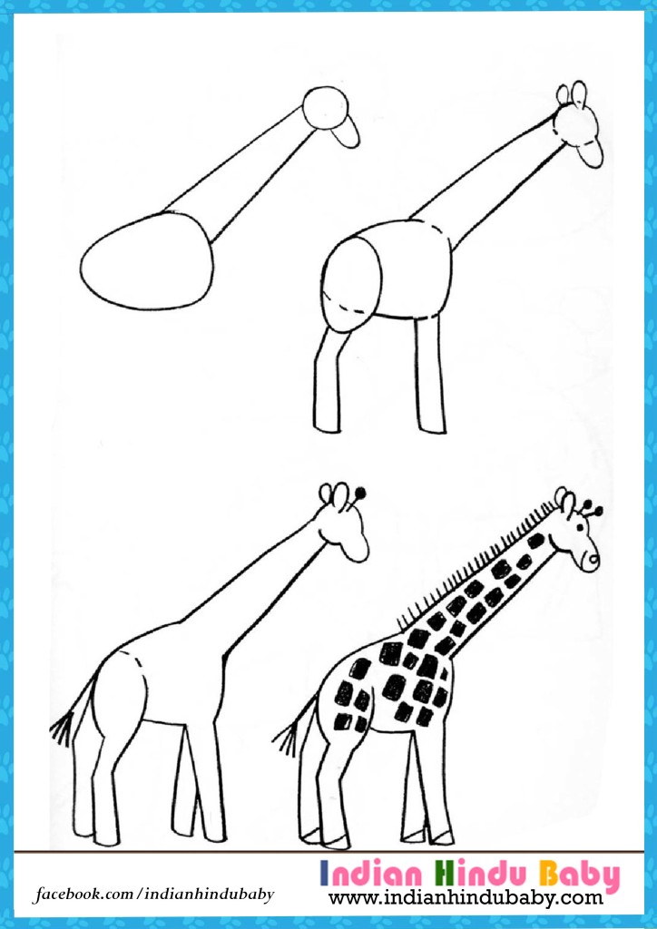 724x1024 Giraffe Step - Giraffe Drawing For Kids