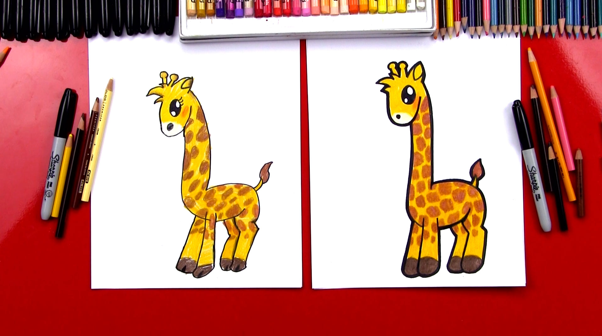 Жираф рисунок карандашом детский