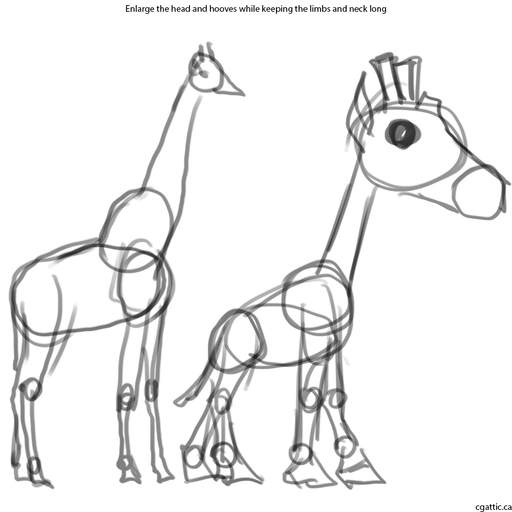 1000x1000 Cartoon Giraffe Drawing In Steps With Photoshop - Giraffe Drawing Images