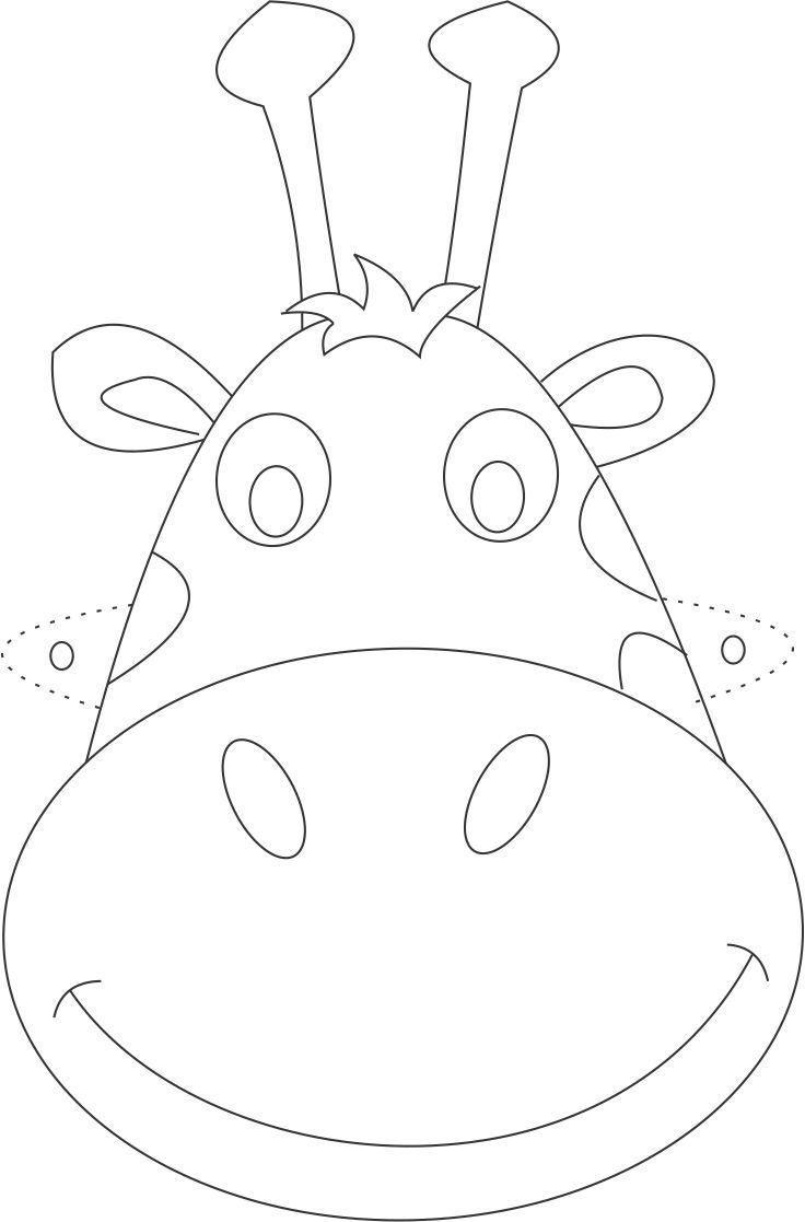 736x1117 Free Coloring Pictures For Kids Animals Mask Giraffe Face Drawing - Giraffe Face Drawing