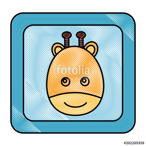 500x500 Toy Play Game Baby Shower Cube With Giraffe Face Vector - Giraffe Face Drawing