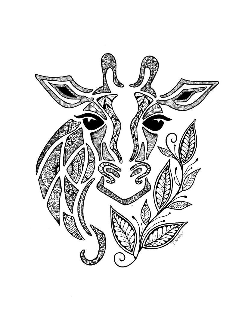 794x1026 Giraffe Head Zentangle Art Drawings Pen And Ink Black And Etsy - Giraffe Head Drawing