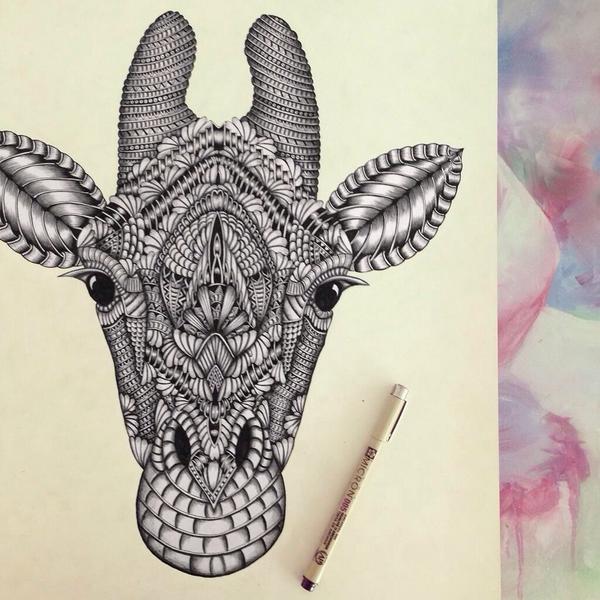 600x600 Sick Drawings On Twitter Giraffe Head - Giraffe Head Drawing