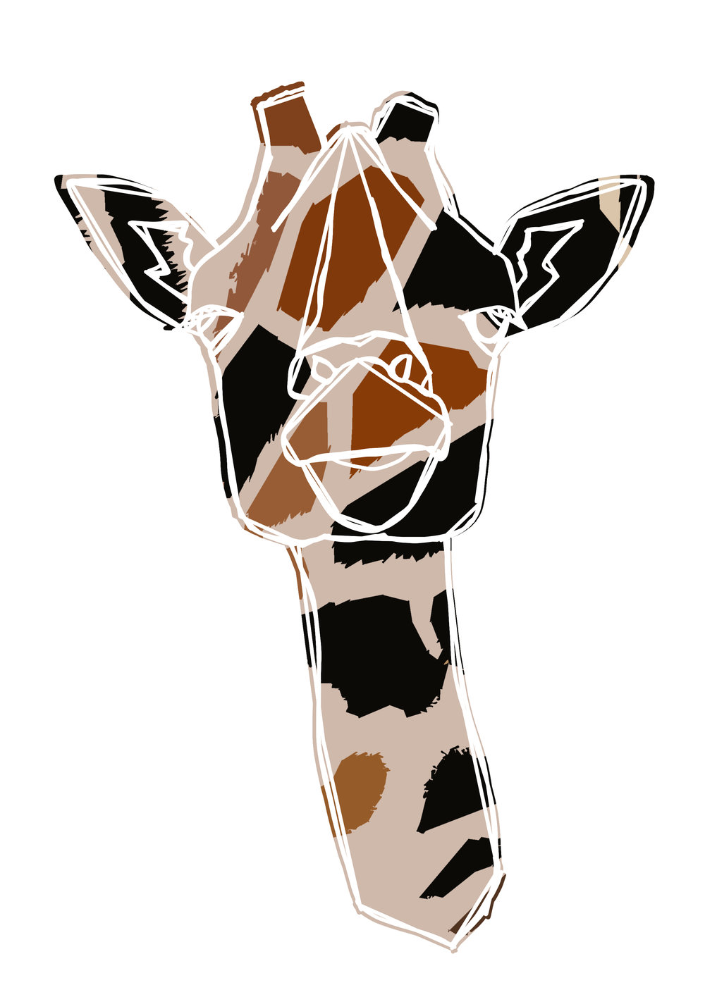 1000x1415 Giraffe Line Drawing Art Print - Giraffe Line Drawing