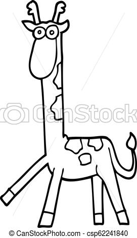 271x470 Line Drawing Cartoon Walking Giraffe - Giraffe Line Drawing